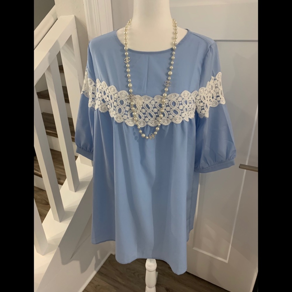 Blue Long Oversized Blouse, Maternity Top
